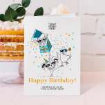 Logo Fun Funny Pet Animals Schattige Zakelijk Verj Kaart<br><div class="desc">Stap in de grillige feestelijke wereld met onze Fun Business Birthday Kaart! Afbeelding dit: een hilarische scène waar een slimme pup de zwaartekracht tart met een handstand, terwijl zijn vederige vriend een verjaardagsbloei uitbalanceert, speciaal voor jou! Maar wacht, er is meer! Genesteld op de poot van onze acrobatische hondachtige is...</div>