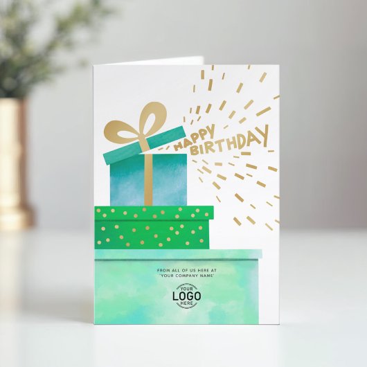 Logo Fun Gifts Happy Birthday Green Boxes Business Kaart