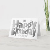 Logo Fun Playful Faux Silver Handgeschreven Birthd Kaart (Voorkant)