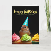 Logo Fun Schattigee Corporate Sparrow Bird Verjaar Kaart (Voorkant)
