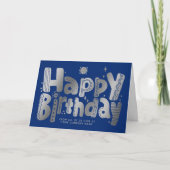 Logo Fun Silver Handwrity Blue Birthday Kaart (Voorkant)