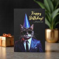 Logo Fun Zwart Wit Kat Blauw Suit Party Verjaardag