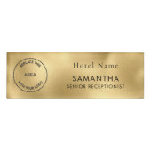 Logo Functie Titel Hotel Personeel Metallic Gold Naambadge (Voorkant)