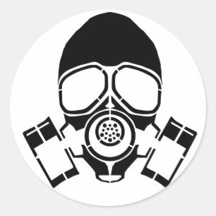 logo gasmaskerstencil ronde sticker