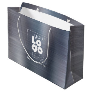 Logo geborsteld Slate Iron Metal XL Paper Shopping Groot Cadeauzakje