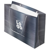 Logo geborsteld Slate Iron Metal XL Paper Shopping Groot Cadeauzakje (Voorkant Gekanteld)