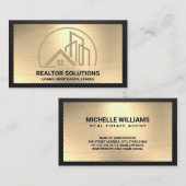 Logo gebouwen | Goud | Koolstofvezel Visitekaartje (Voorkant / Achterkant)