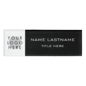 Logo Gecentreerde naam Achternaam Titel Zwart Wit Naambadge (Voorkant)