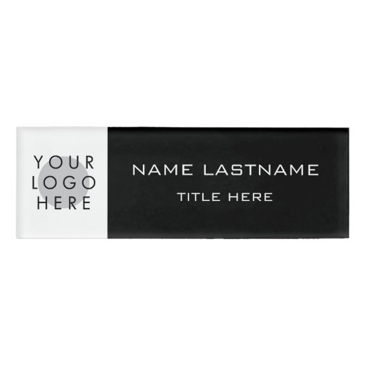 Logo Gecentreerde naam Achternaam Titel Zwart Wit Naambadge (Voorkant)