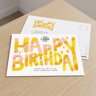 Logo Gele Plezierkrijt Handgeschreven Verjaardag Briefkaart