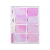 Logo Girly Pink Paarse Waterverf Weekly Planner Notitieblok (Linkerzijde)