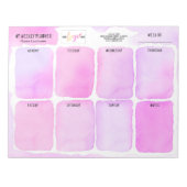 Logo Girly Pink Paarse Waterverf Weekly Planner Notitieblok (Voorkant)