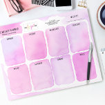 Logo Girly Pink Paarse Waterverf Weekly Planner Notitieblok<br><div class="desc">Op zoek naar het perfecte wekelijkse notitieblok voor planners die niet alleen functioneel maar ook stijlvol en leuk is? Kijk niet verder dan ons artistieke, waterverf, origineel en uniek, voor u ontworpen notitieblok voor wegwerpplanners! Met 40 pagina's is dit notitieblok van de planner ideaal om je dagelijkse lijsten, herinneringen en...</div>