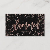 Logo glammed script roos gold confetti splatters visitekaartje (Voorkant)