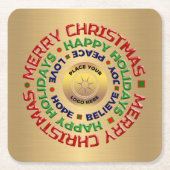 Logo Gold Business, prettige kerstfeestdag, aangep Kartonnen Onderzetters (Voorkant)