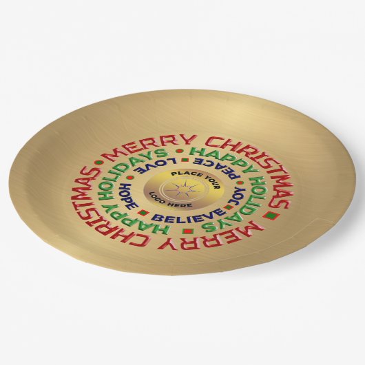 Logo Gold Business, prettige kerstfeestdag, aangep Papieren Bordje (Gekanteld)