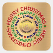 Logo Gold Business, prettige kerstfeestdag, aangep Vierkante Sticker (Voorkant)