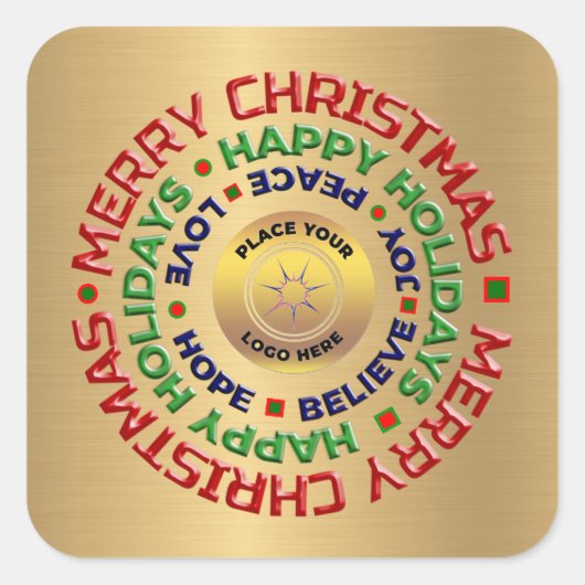 Logo Gold Business, prettige kerstfeestdag, aangep Vierkante Sticker (Voorkant)