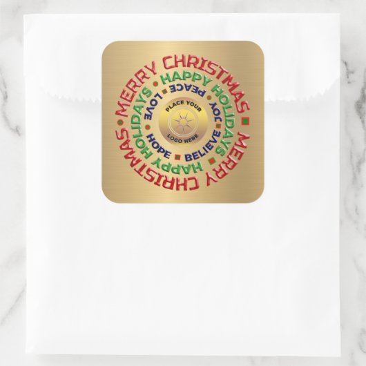 Logo Gold Business, prettige kerstfeestdag, aangep Vierkante Sticker (Tas)