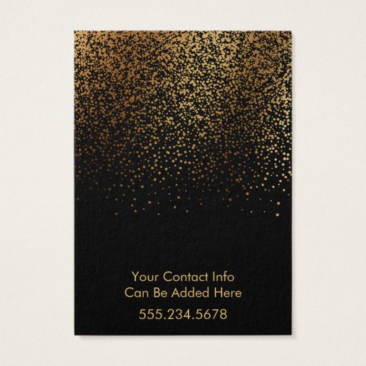 Logo Gold Confetti Black Earring Holding-beeldsche Visitekaartje (Achterkant)