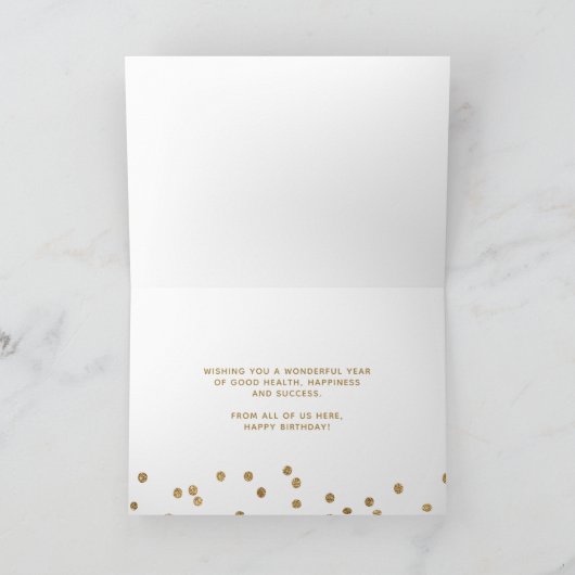 Logo Gold Glitter Confetti Navy Blue Birthday Kaart (Binnen)