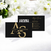Logo Gold initialen Hair Make-up QR-code Visitekaartje