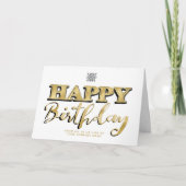Logo Gold Lettering Business Birthday White Kaart (Voorkant)