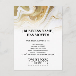 Logo Gold Marble Business Moving Announge Briefkaart