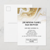 Logo Gold Marble Business Moving Announge Briefkaart (Voorkant / Achterkant)