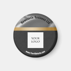 Logo Gold, Silver & Black Suede Promoting Business Magneet