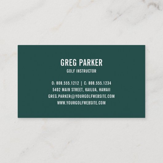 Logo | Golf Pro of Instructor Visitekaartje (Achterkant)