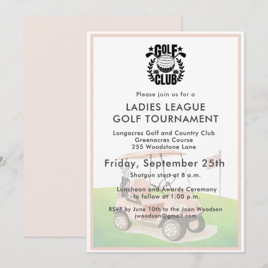 Logo Golfclub Damescompetitie Toernooi Uitnodiging (Voorkant / Achterkant)