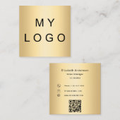 Logo goud qr code moderne professional vierkante visitekaartje (Voorkant / Achterkant)