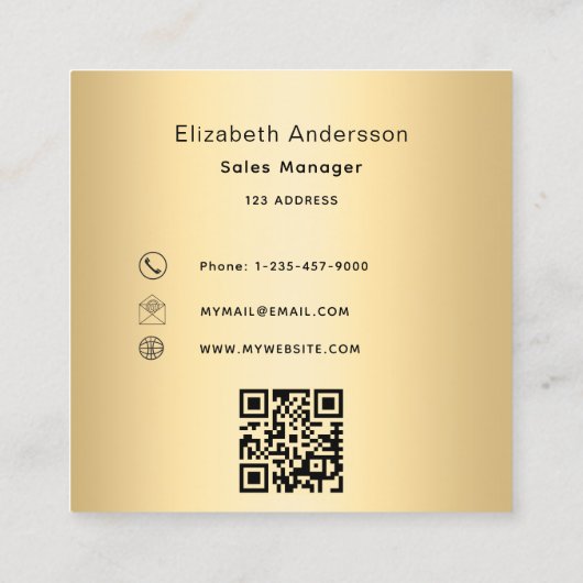 Logo goud qr code moderne professional vierkante visitekaartje (Achterkant)