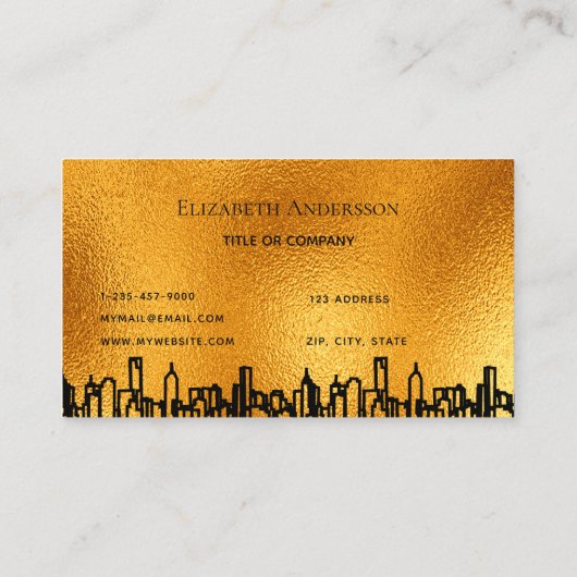 Logo goud stad skyline zwart onroerend goed visitekaartje (Achterkant)
