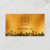 Logo goud stad skyline zwart onroerend goed visitekaartje (Voorkant)