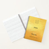 Logo gouden monogram initialen bedrijf metaal notitieboek (Binnen)