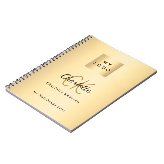 Logo gouden monogram moderne zaken notitieboek (Linkerzijde)