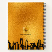 Logo gouden stadssilhouet zwart zakelijk kantoor notitieboek (Achterkant)