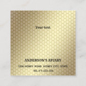 Logo goudhoningbijenkast met elegant vierkante visitekaartje (Achterkant)