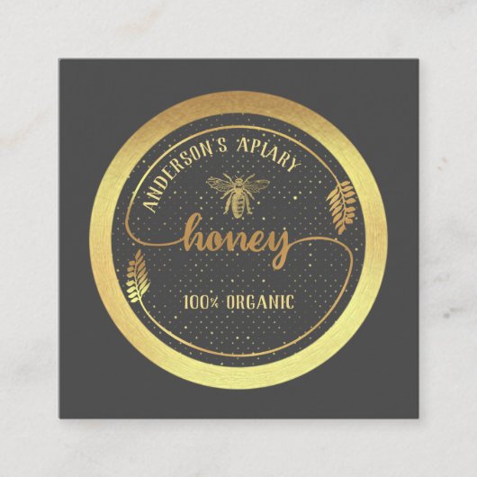 Logo goudhoningbijenkast met elegant vierkante visitekaartje (Voorkant)