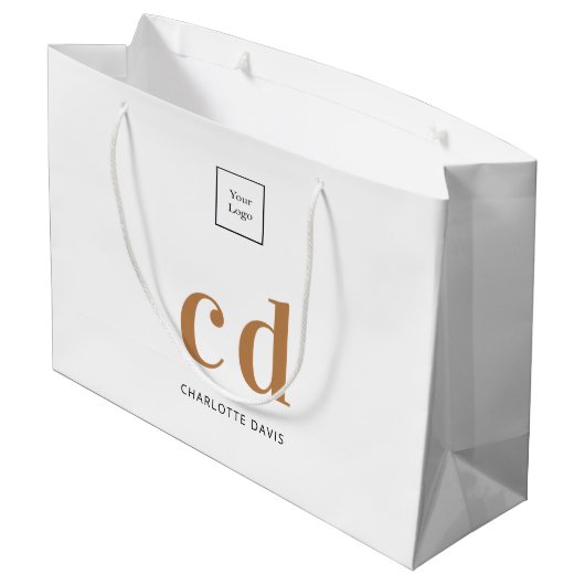 Logo-goudmonogram initialen winkelen groot cadeauzakje (Achterkant Gekanteld)