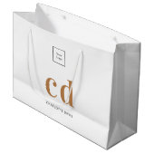Logo-goudmonogram initialen winkelen groot cadeauzakje (Voorkant Gekanteld)