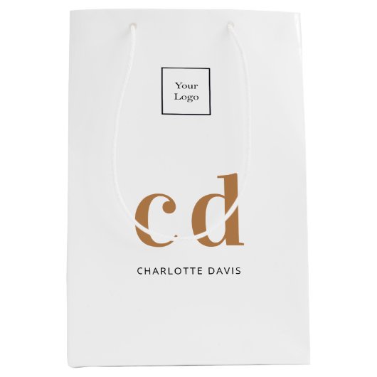 Logo-goudmonogram initialen winkelen medium cadeauzakje (Voorkant)