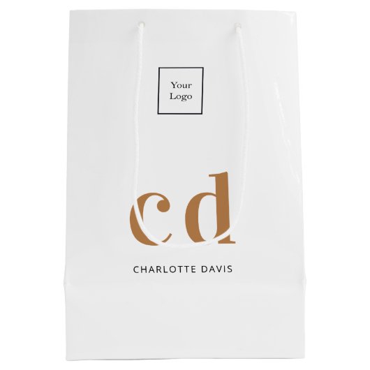 Logo-goudmonogram initialen winkelen medium cadeauzakje (Achterkant)