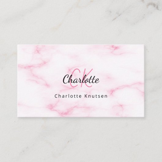 Logo goudroze marmer elegant QR-code Visitekaartje (Voorkant)