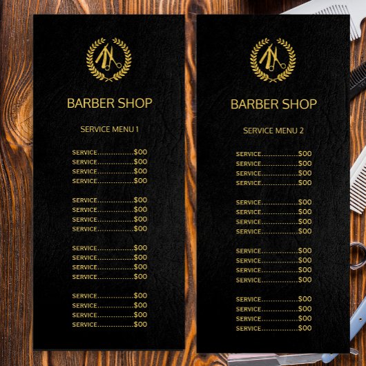 Logo goudwinkel zwart leder service menu