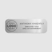 Logo Gray Faux Metallic Silver Plastic Naamplaatje (Voorkant)