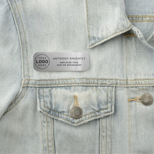 Logo Gray Faux Metallic Silver Plastic Naamplaatje (In situ)