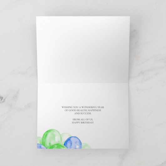 Logo Green Blue Balloons Corporate Happy Birthday Kaart (Binnen)